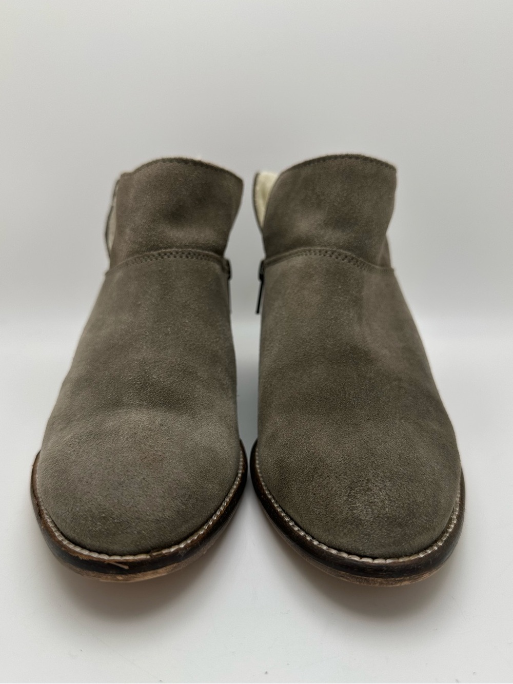 Seychelles Faux Fur Gray Ankle Suede Leather Boots Side Zip - Picture 4 of 12